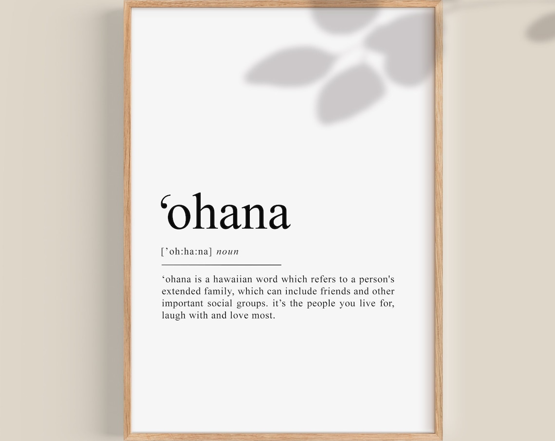 Ohana Means Family Poster, Hawaiian Wall Art