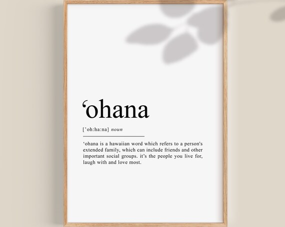 Ohana Means Family Poster, Hawaiian Wall Art