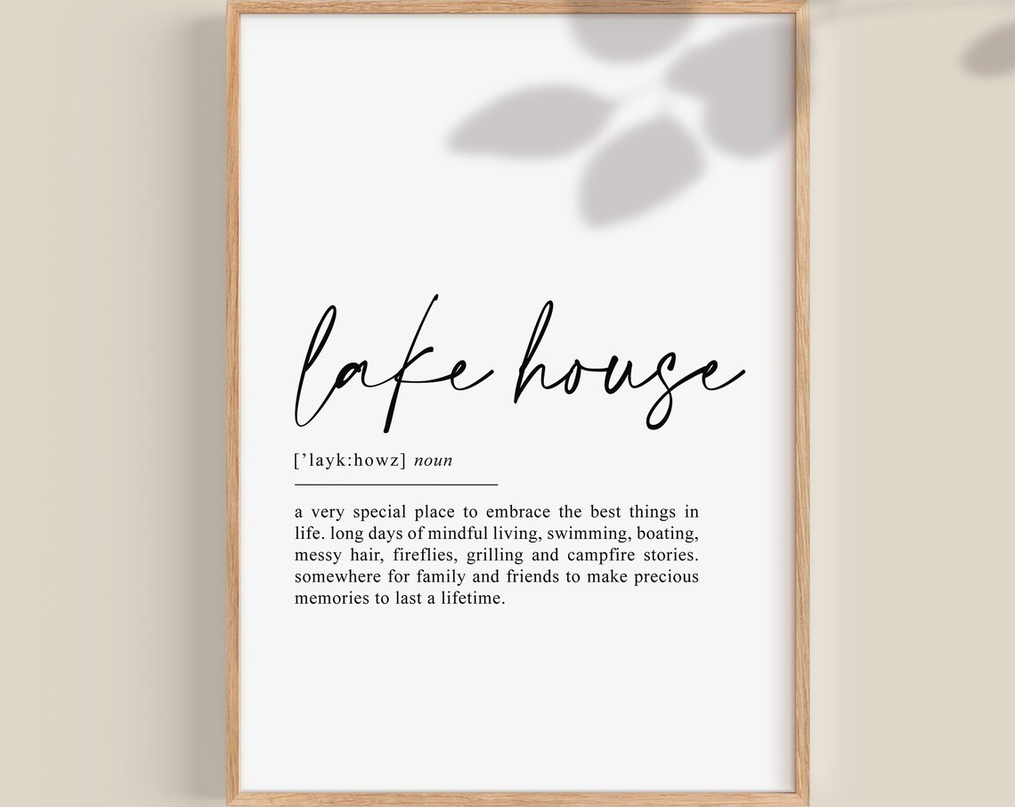 Lake House Definition Print, Lake Life Quote Poster