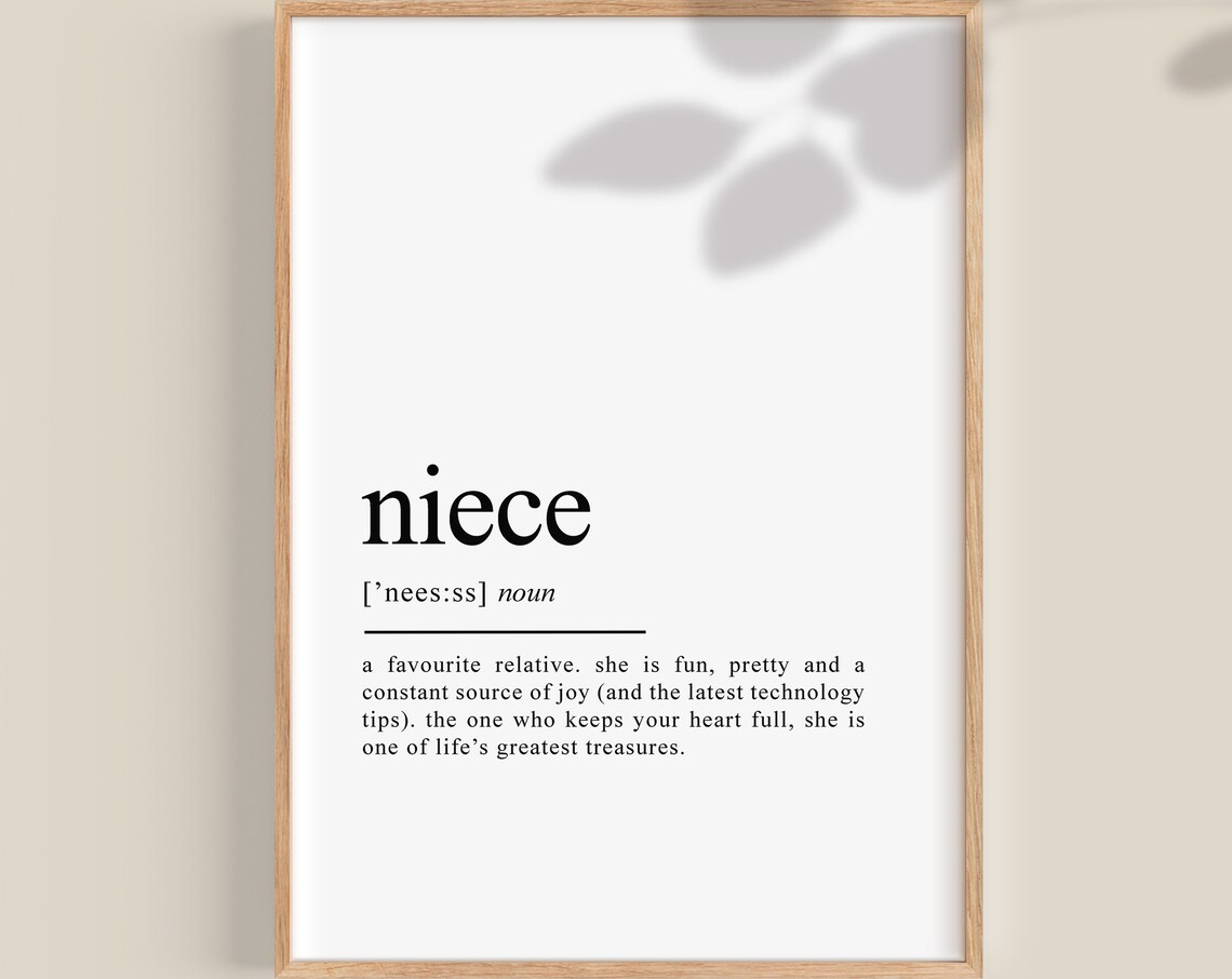 Niece Definition Dictionary Art Print, Gift For Her