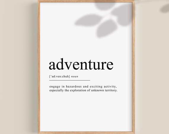 Adventure Definition Dictionary Style Explorer Travel Quote Poster