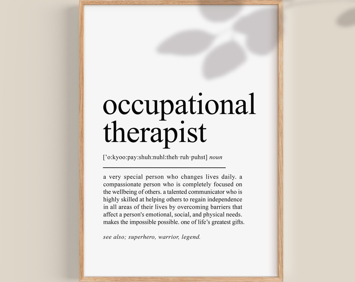Occupational Therapist Definition Poster, Graduation Gift