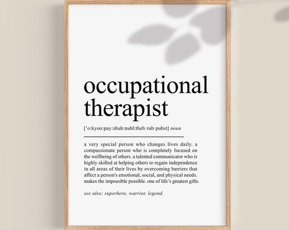 Occupational Therapist Definition Poster, Graduation Gift