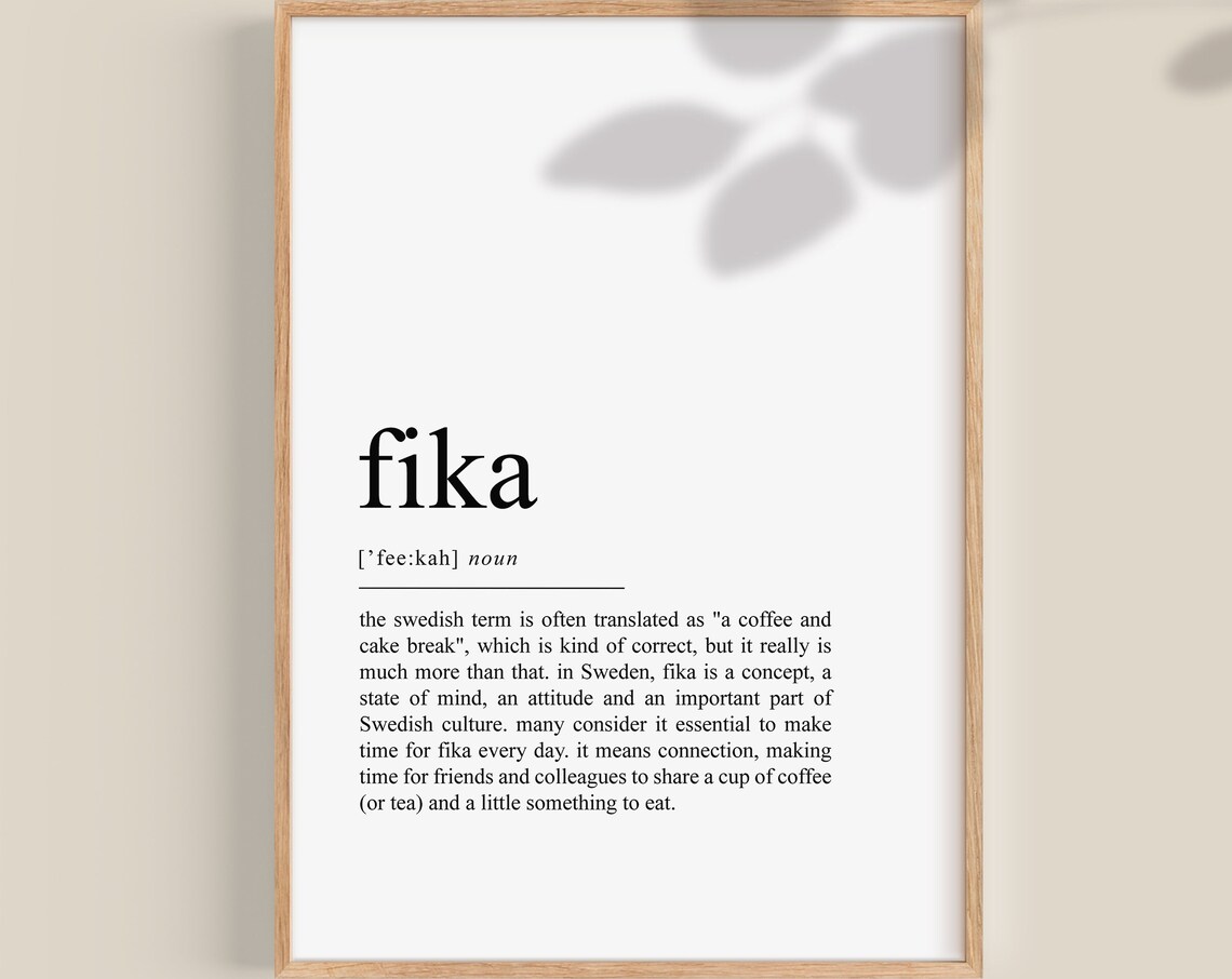 Fika Definition Poster, Scandinavian Travel Print