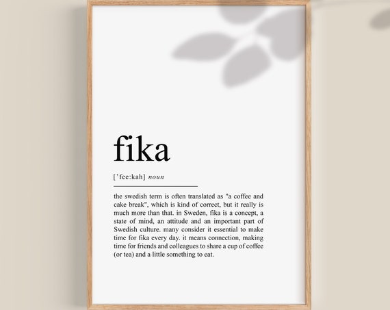 Fika Definition Poster, Scandinavian Travel Print