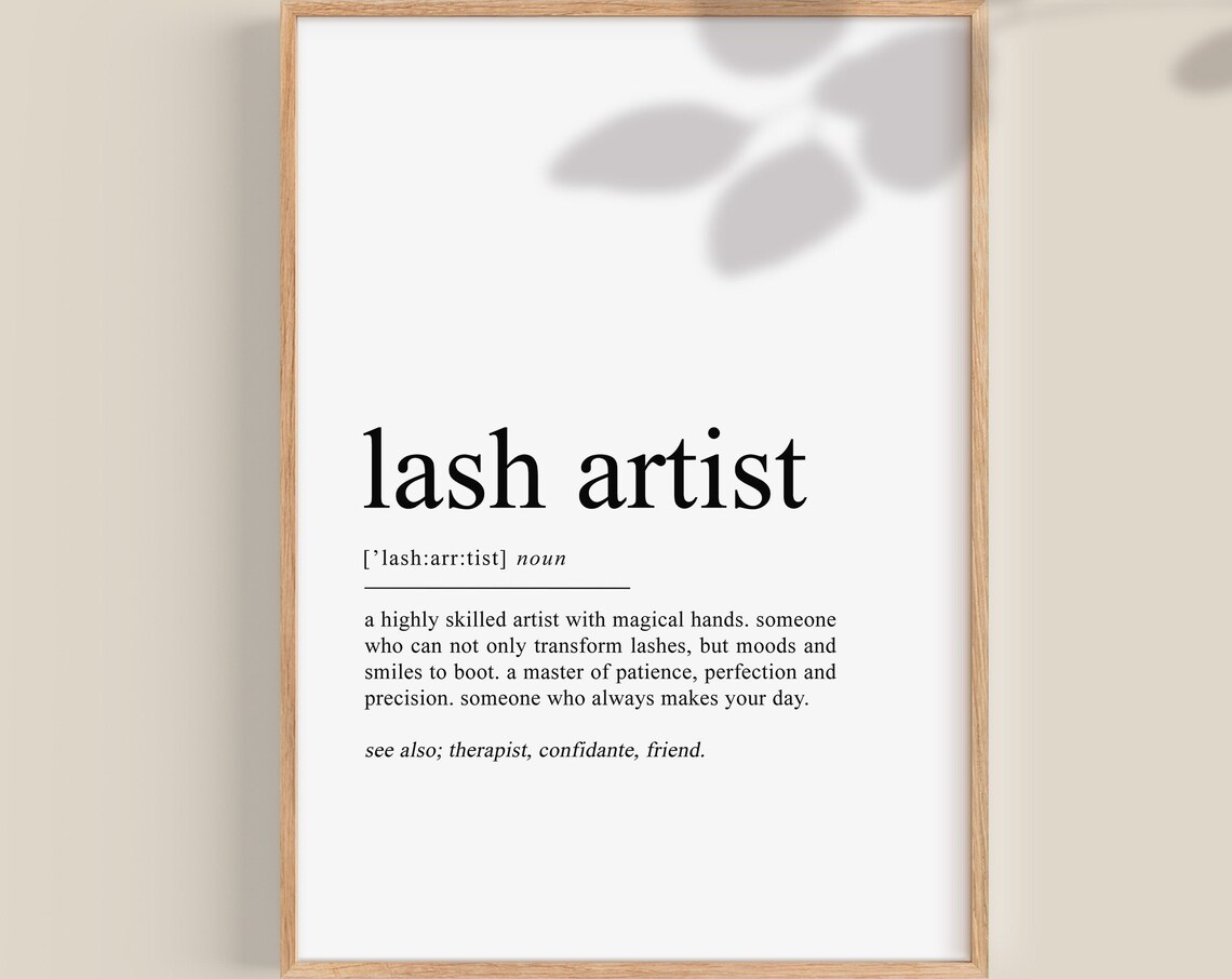 Lash Artist Definition Print, Lash Salon Decor