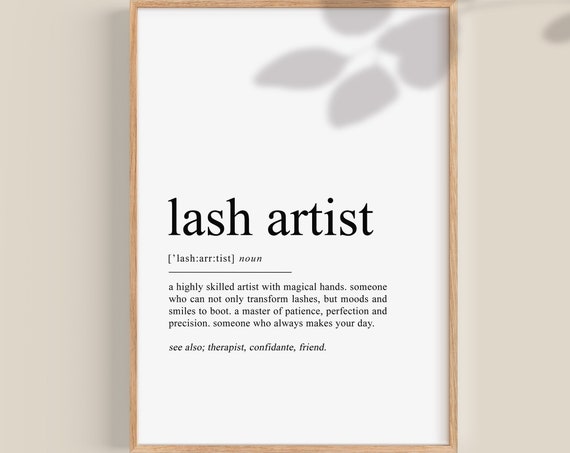 Lash Artist Definition Print, Lash Salon Decor