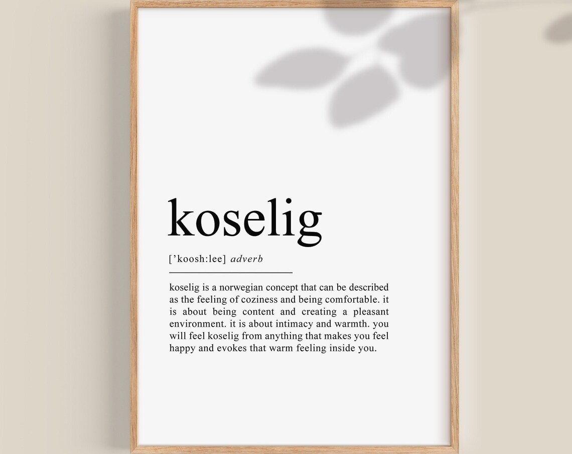 Koselig Definition Poster, Scandinavian Art Print