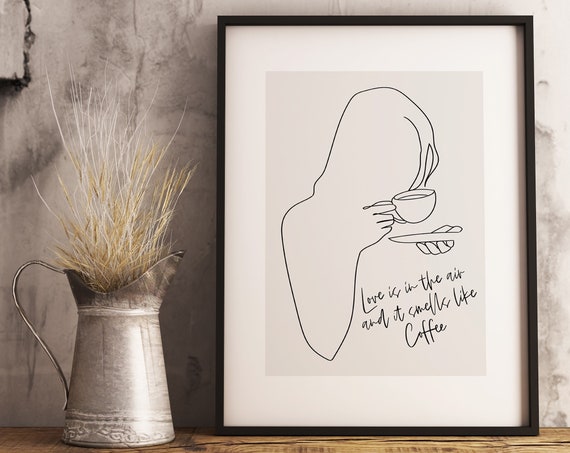 Coffee Line Art Coffee Bar Decor Coffee Shop Sign Coffee Poster Coffee Bar Sign Coffee Wall Art Coffee Art Coffee