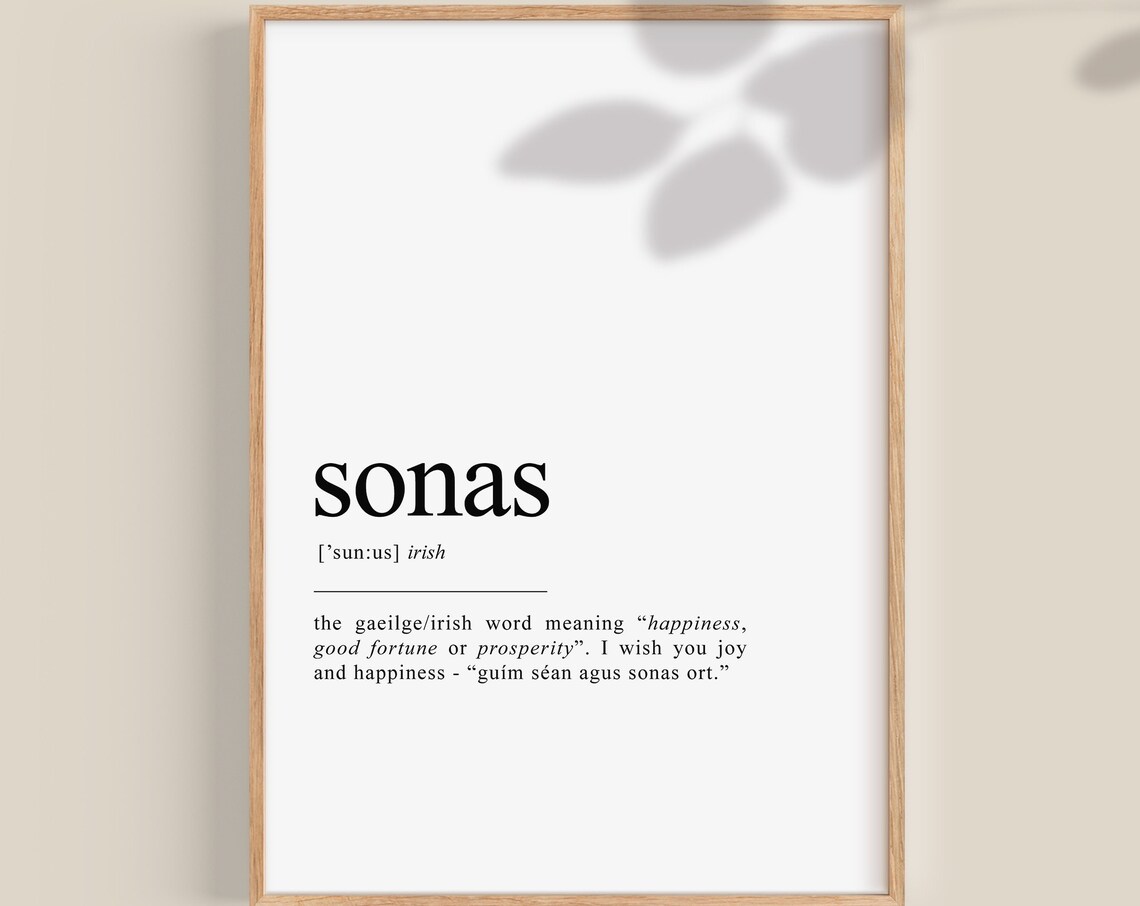 Sonas Happiness Irish Quote Art Print, Ireland