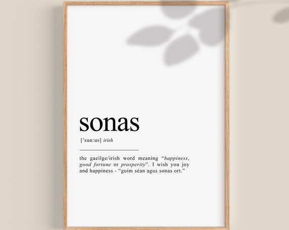 Sonas Happiness Irish Quote Art Print, Ireland