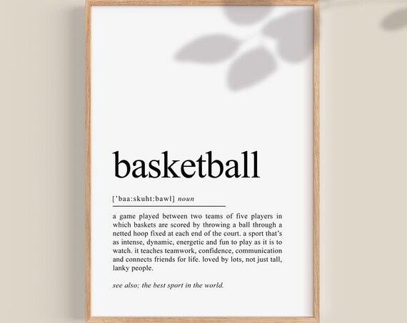 Basketball Quotes Definition Poster Print, Team Gift