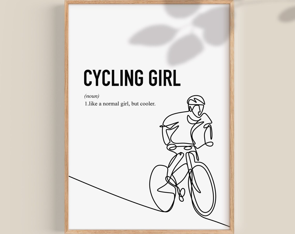 Cycling Girl Like A Normal Girl But Cooler Line Art Quote Poster