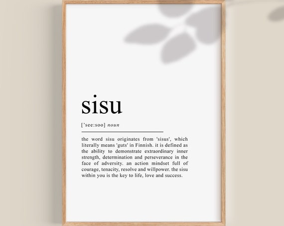 Sisu Definition Poster, Scandinavian Typography Art