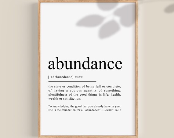 Abundance Definition Art Print, Manifestation Quote
