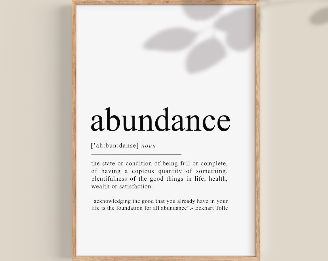 Abundance Definition Art Print, Manifestation Quote