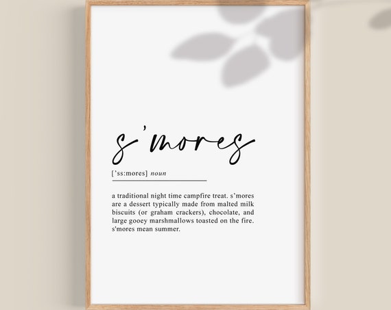 Smores Definition Print Lake House Wall Art Summer Holiday Home Prints Country Lake Cabin Decor Summer Posters Art