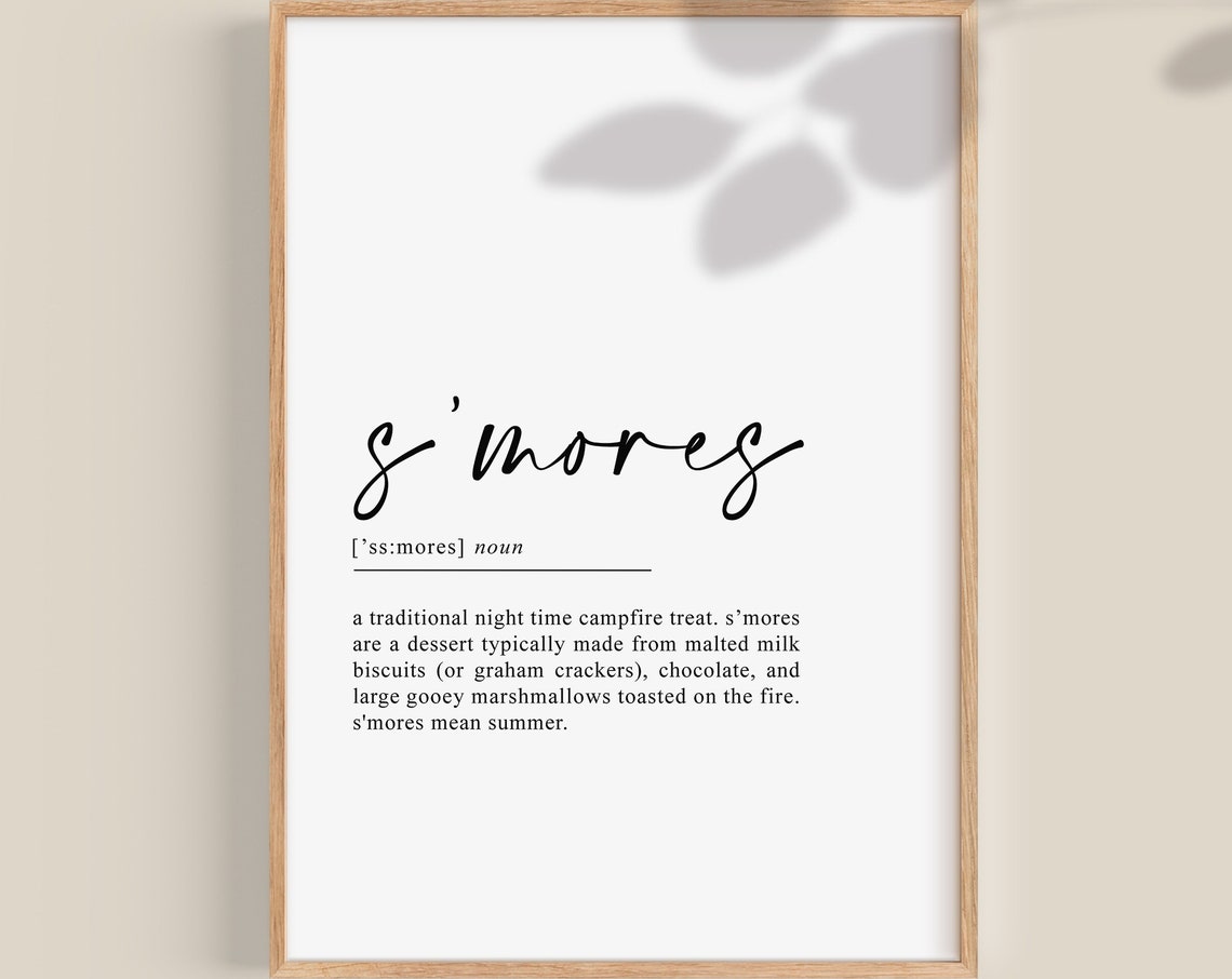 S'Mores Definition Campfire Treat Word Art Decor Typography Poster