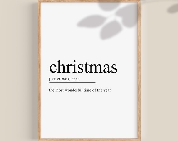Christmas Definition Typography Minimalist Holiday Art Poster