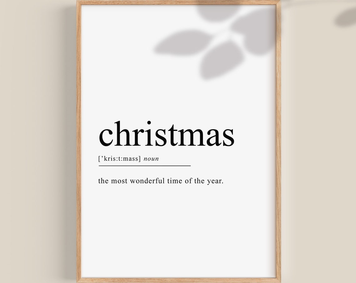 Christmas Definition Typography Minimalist Holiday Art Poster