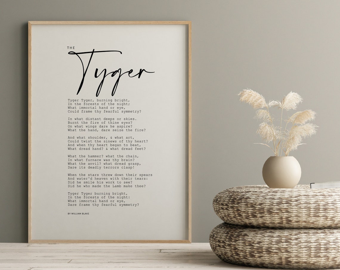 The Tyger William Blake Classic Poetry Literature Wall Art Decor