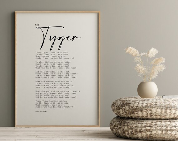 The Tyger William Blake Classic Poetry Literature Wall Art Decor