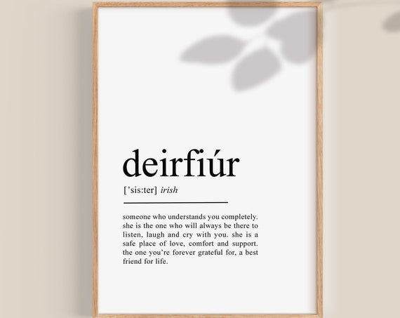 Irish Sister Definition Poster, Birthday Gift Wall Art