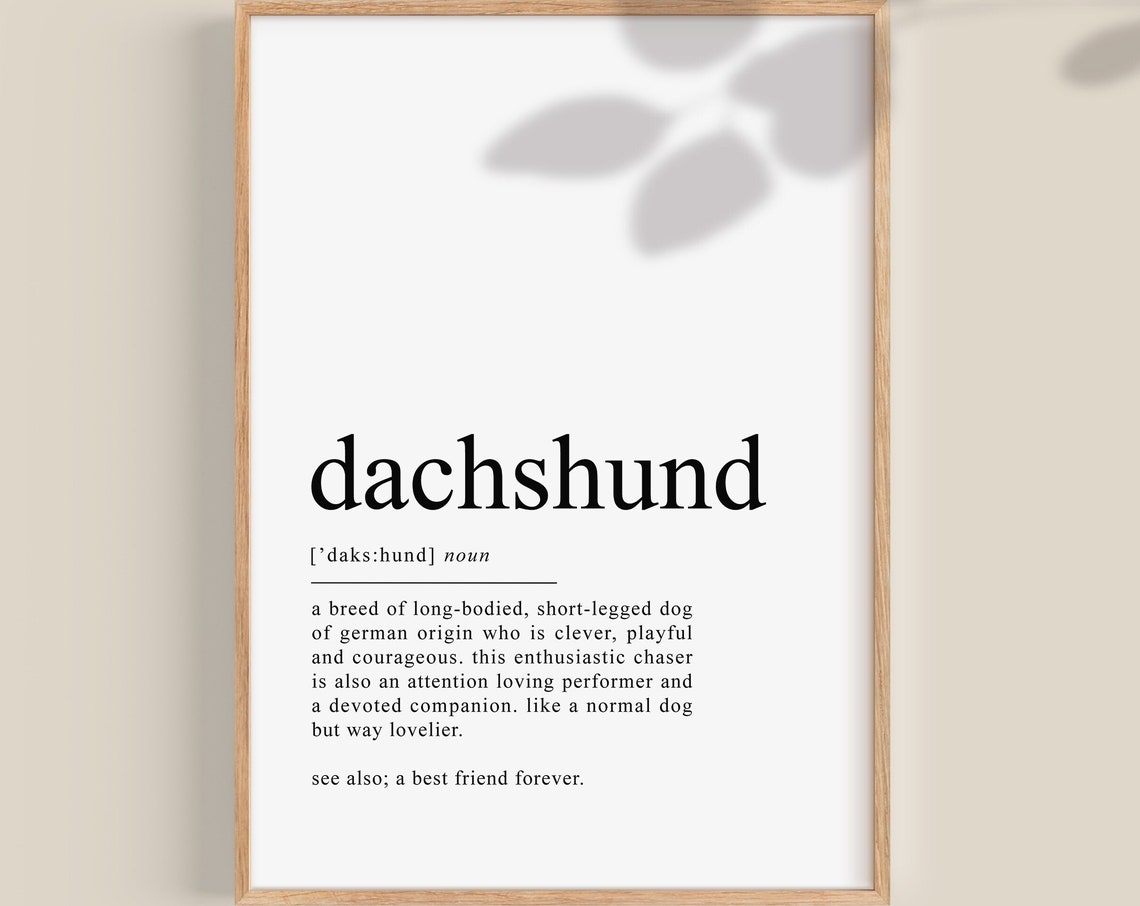 Dachshund Definition Dictionary Poster Funny Dog Lover Gift Art