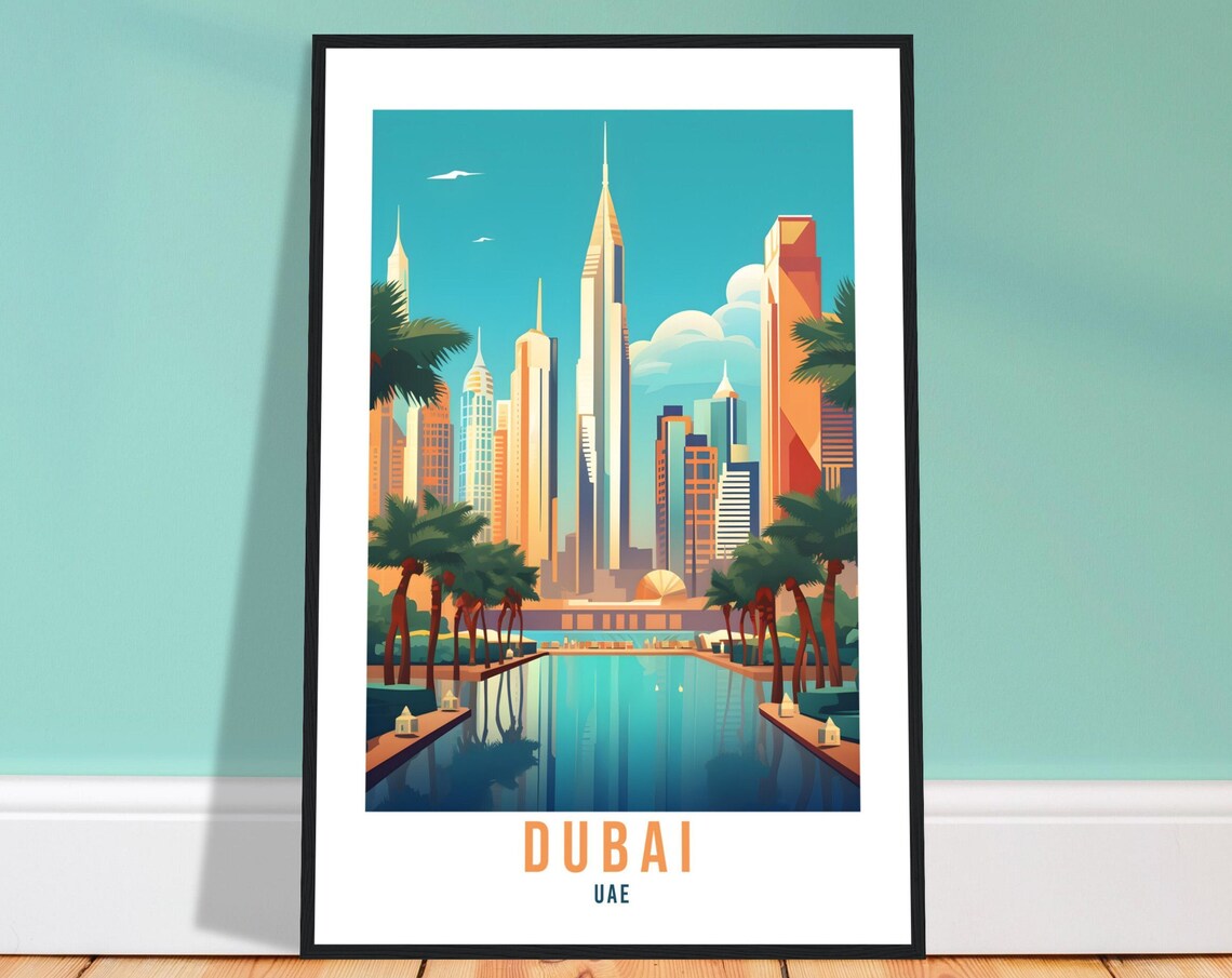 Dubai Travel Print United Emirates Wall Art Wall Hanging Dubai Gift Holiday Print Vacation Art Print Dubai Art Travel Gift Uae Travel Poster
