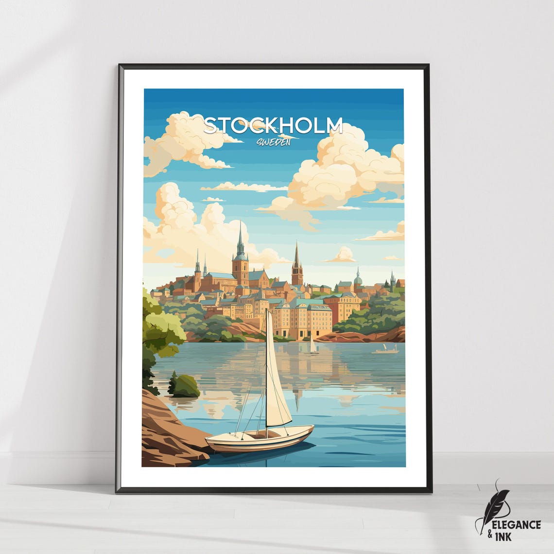 Stockholm Travel Print Wall Artstockholm Minimalist Painting Modern Poster Artworksweden Home Decor Exhibition City Photo