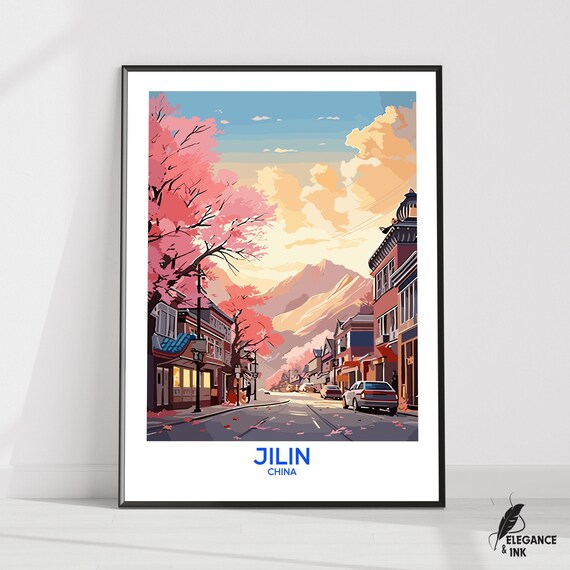 Jilin Wall Hanging Posterjilin Flat Vector Illustration Canvaschina Handmade Wooden Frame And Unframed Colorful Vintage Gift