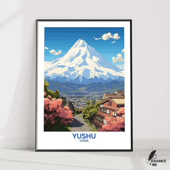 Yushu Wall Hanging Posteryushu Flat Vector Illustration Canvasqinghai Handmade Wooden Frame And Unframed Colorful Vintage Gift