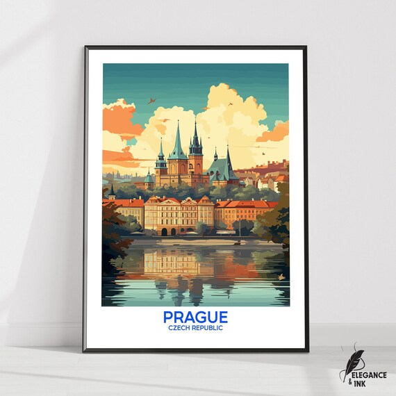 Prague Posterprague Travel Printprague Wall Artprague Decorprague Illustrationprague Art Gift Ideawedding Anniversary
