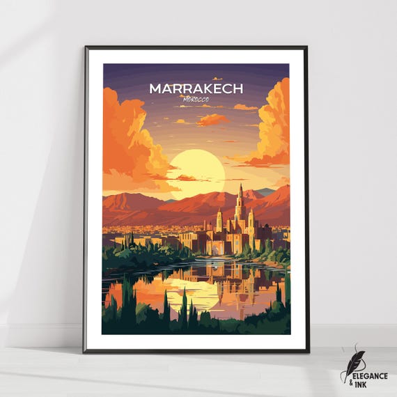 Marrakech Printmarrakech Travel Postermarrakech Artworkmarrakech Canvasmarrakech Wall Decormarrakech Home Decorvintage Paintinggift