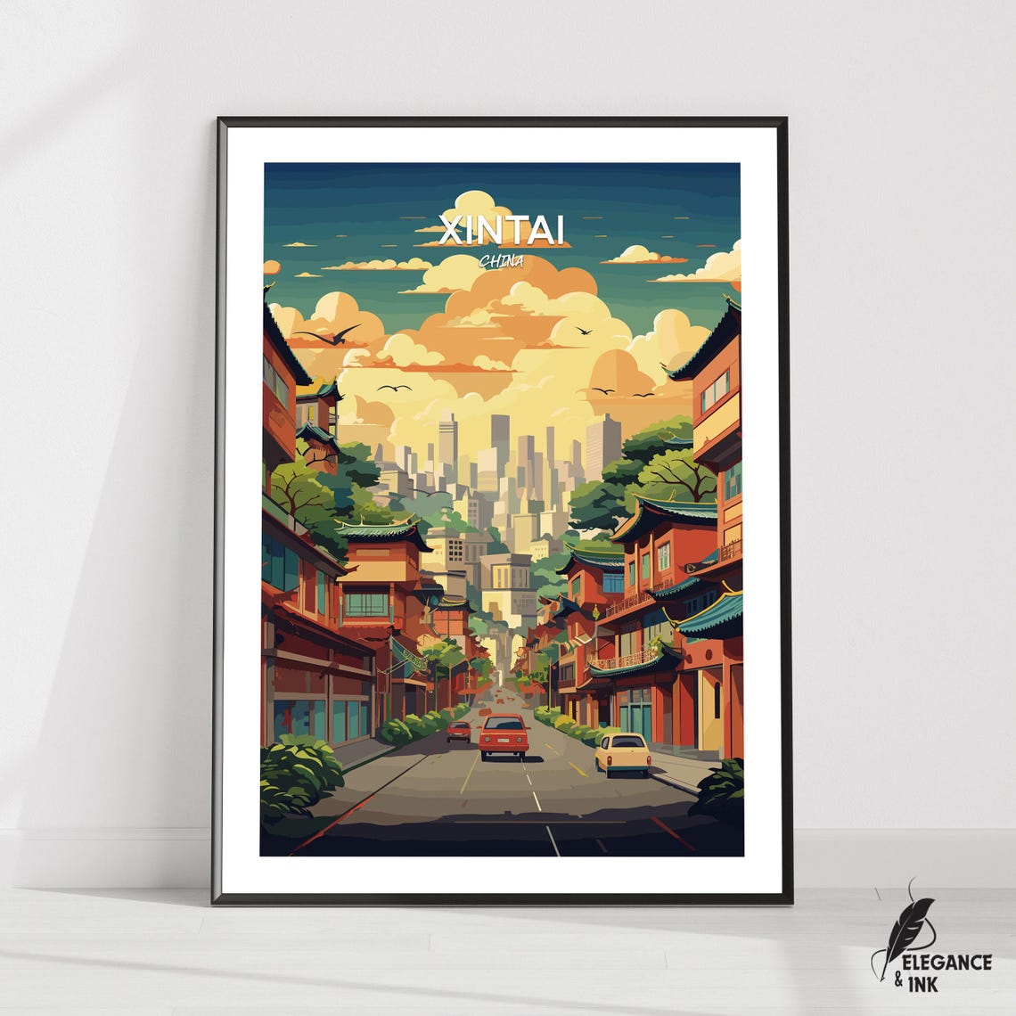 Xintai China Historic Old Street Vintage Travel Wall Decor Poster