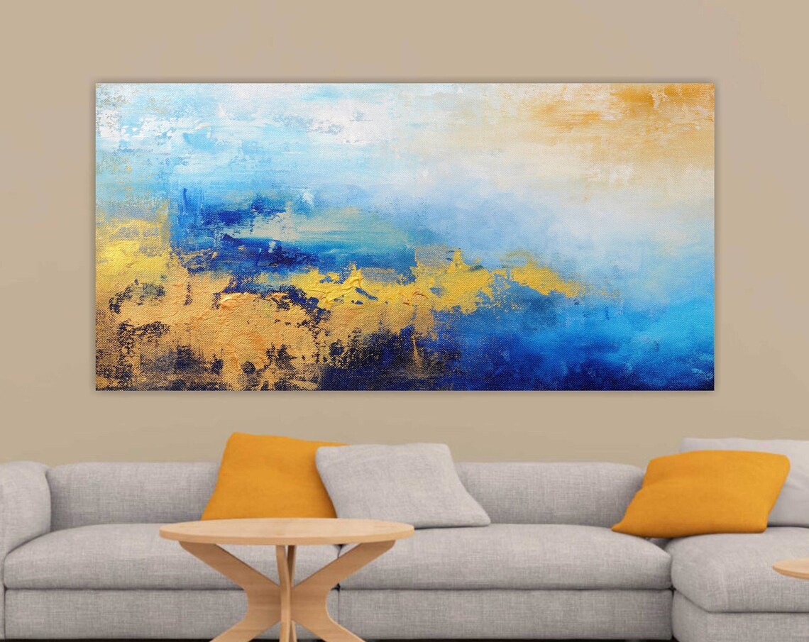 Large Modern Abstract Painting, Panoramic Wall Art Print