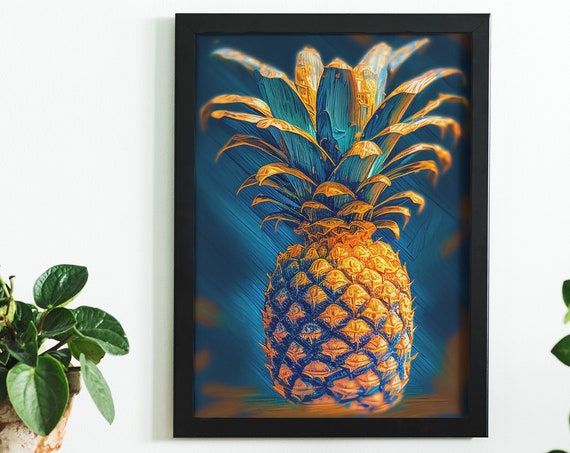 Pineapple Vivid Oil Painting Artwork Print At Home Wall Art Wall Art Print Instant Art