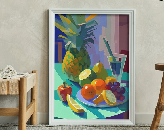 Tropical Fruit Color Still Life Oil Painting Artwork Print At Home Wall Art Wall Art Print Instant Art
