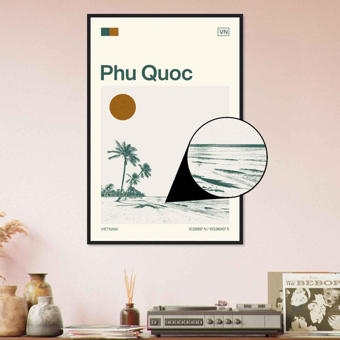 Phu Quoc Vietnam Palm Beach Island Coast Minimalist Travel Poster - Image 4
