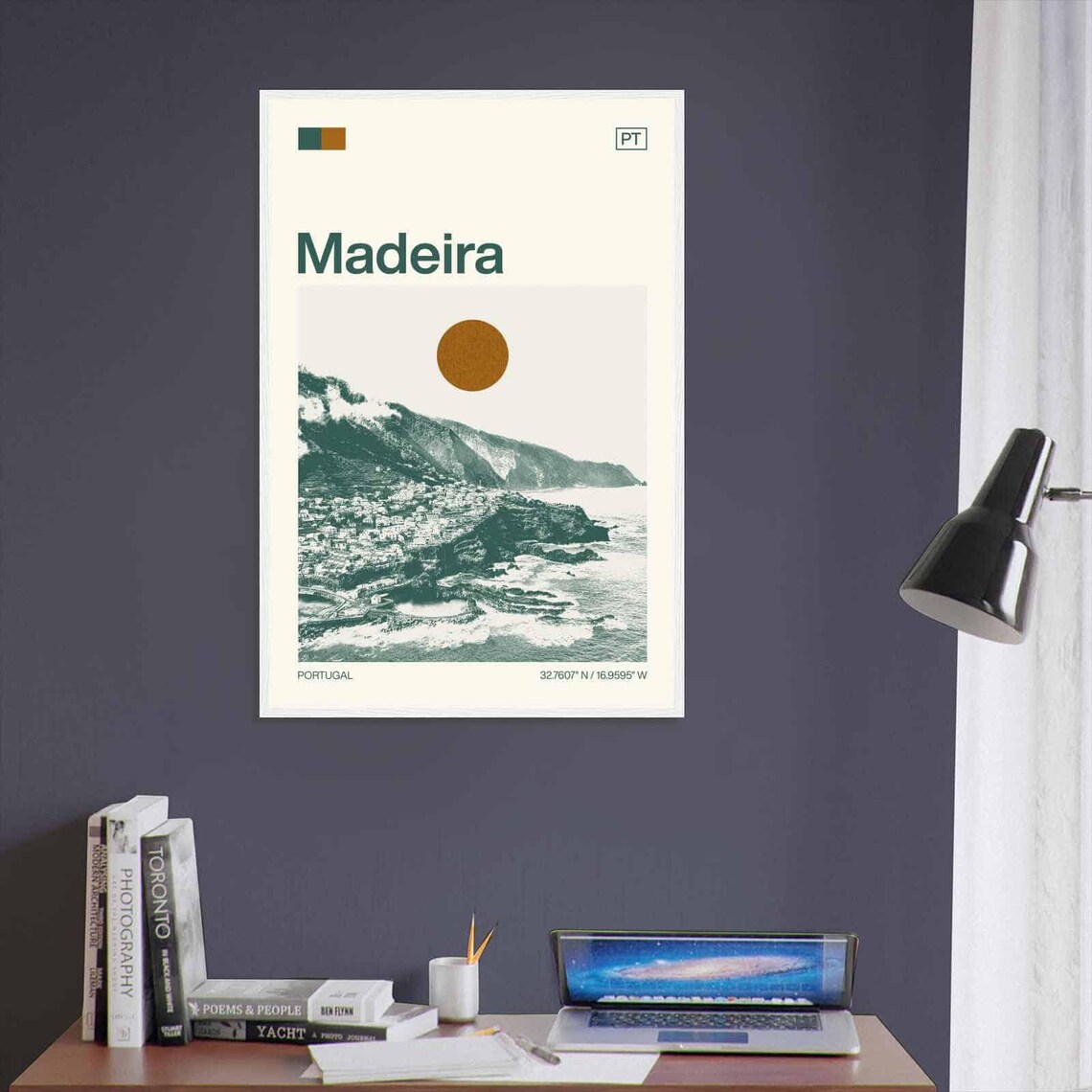 Madeira Portugal Modern Minimalist Cliffside Village Coastal Poster - Image 3