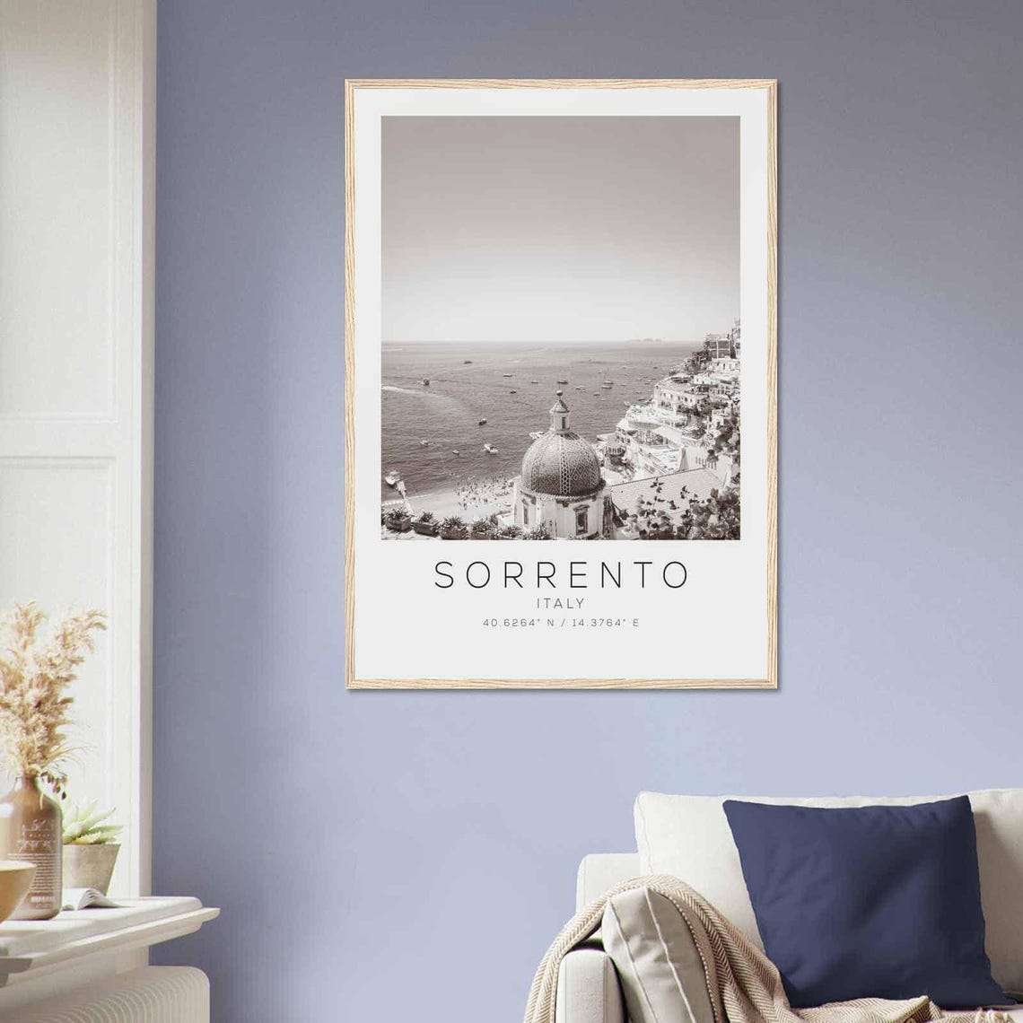 Sorrento Italy Travel Photo Poster Bw Sorrento Travel Print Minimalist Travel Poster Print - Image 2