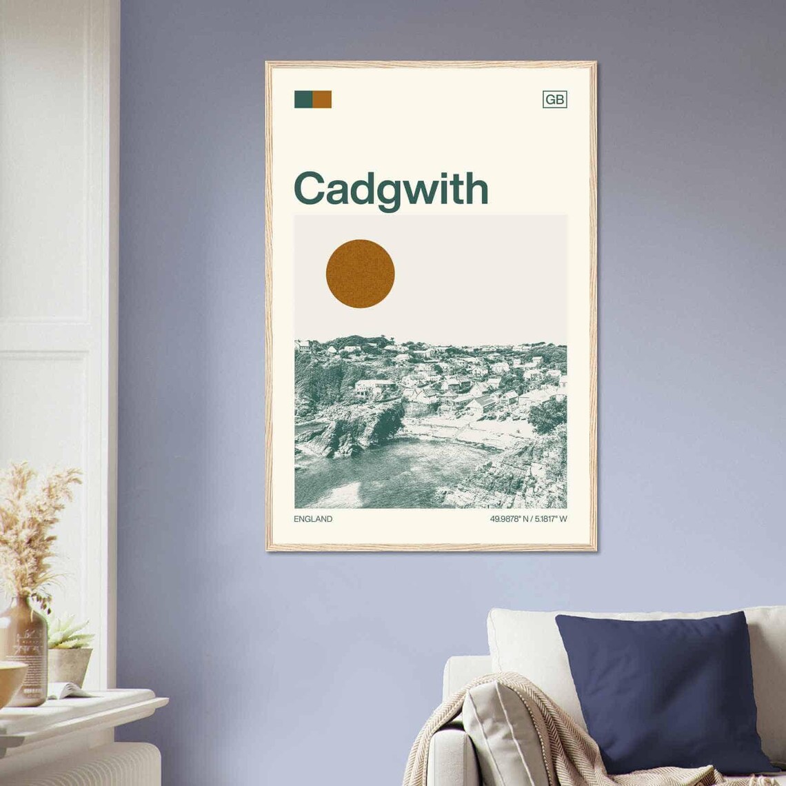 Cadgwith England Coastal Cove Fishing Village View Art Poster - Image 2