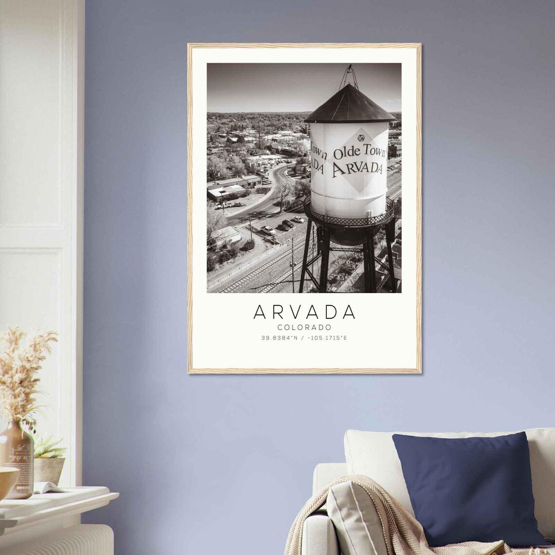 Arvada Colorado Olde Town Water Tower Aerial Town View Poster - Image 2