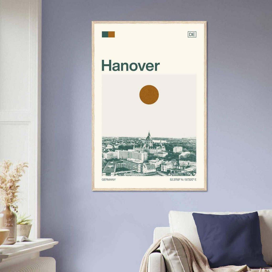 Hanover Germany City Town Hall Sun Minimalist Travel Art Poster - Image 2