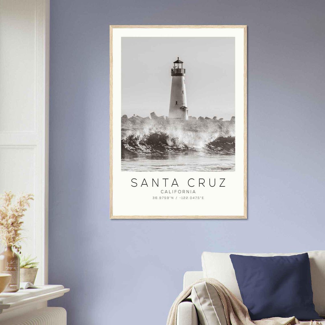 Santa Cruz California Photo Travel Poster Santa Cruz Travel Print Minimalist Travel Print Ds3 - Image 2