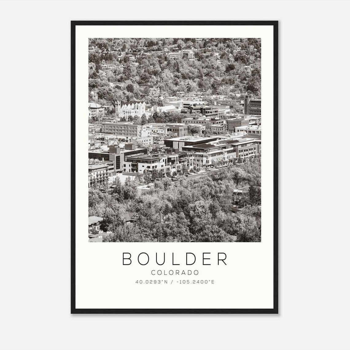 Boulder Colorado Downtown Aerial Foothills Skyline View Poster