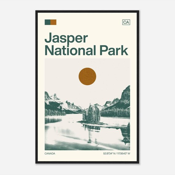 Jasper National Park Canada Alpine Lake Mountain Travel Poster