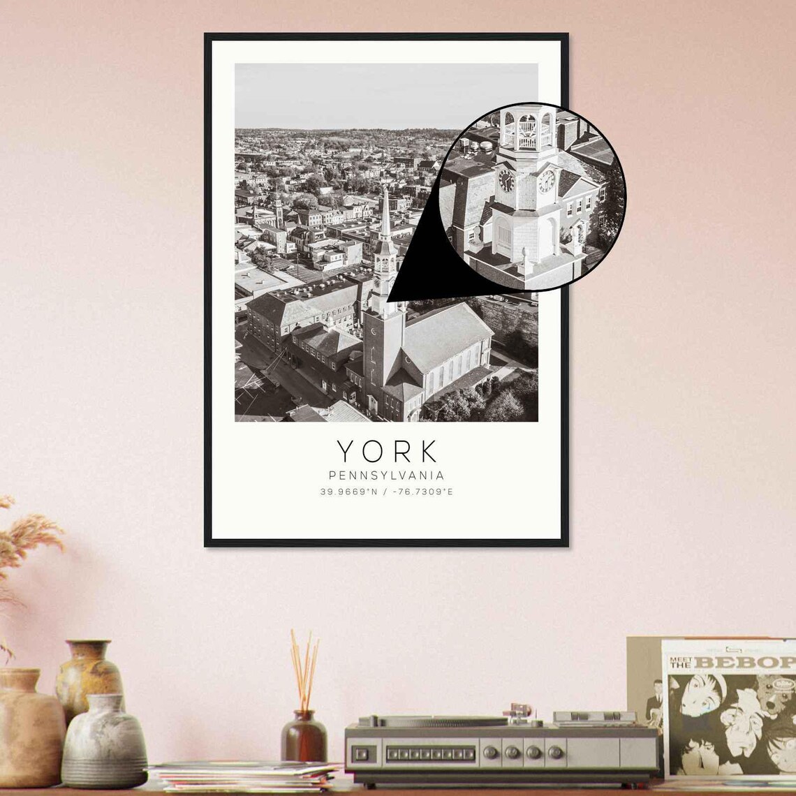 York Pennsylvania Downtown Clock Tower Aerial City Photo Travel Poster - Image 4
