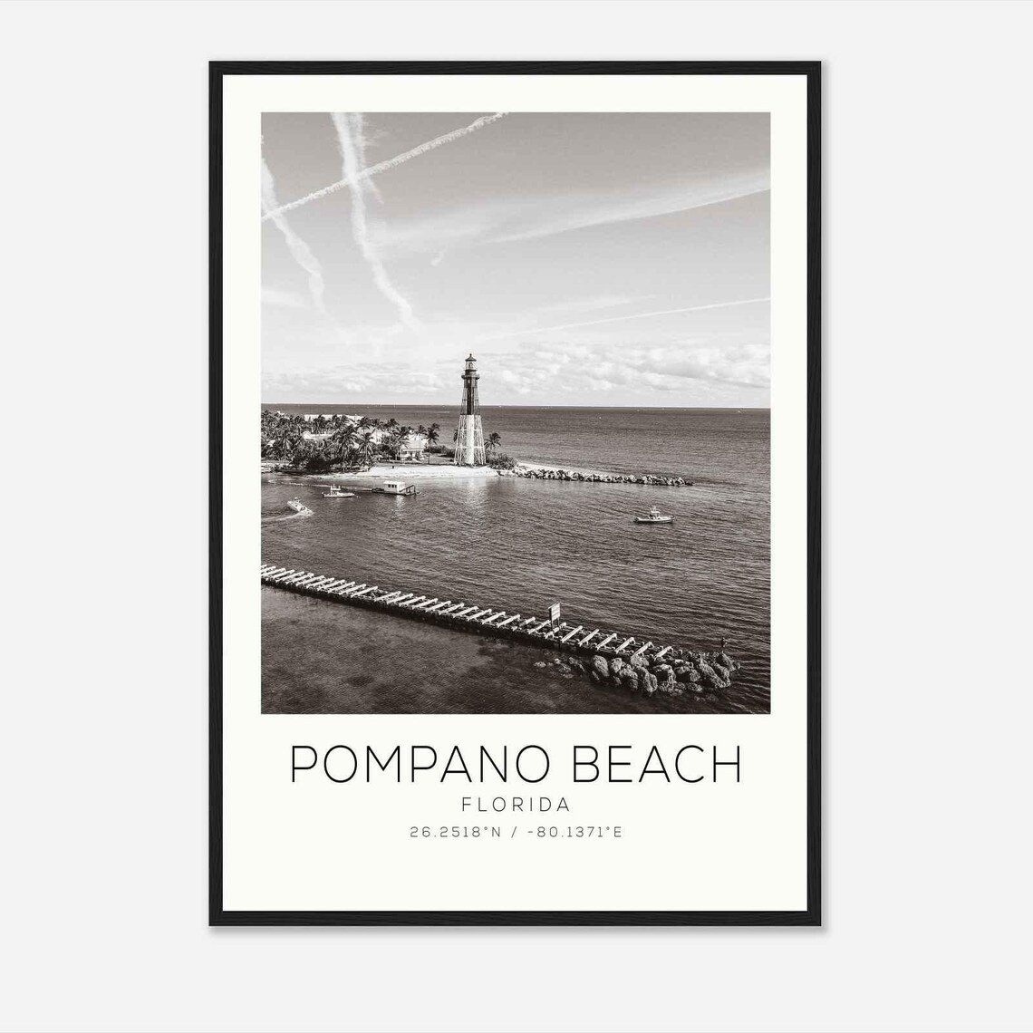 Pompano Beach Florida Minimalist Travel Poster