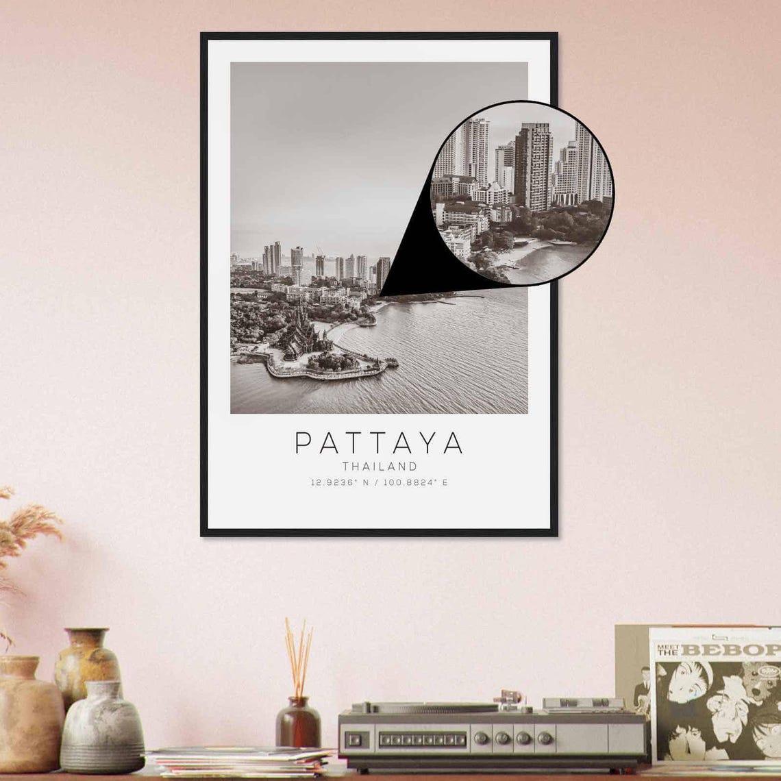 Pattaya Thailand Travel Photo Poster Bw Pattaya Travel Print Minimalist Travel Poster Print - Image 4